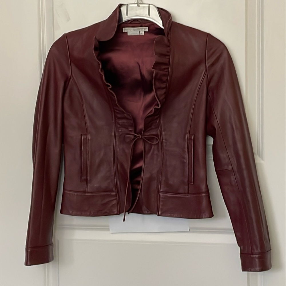 To the Max Burgundy Leather Blazer